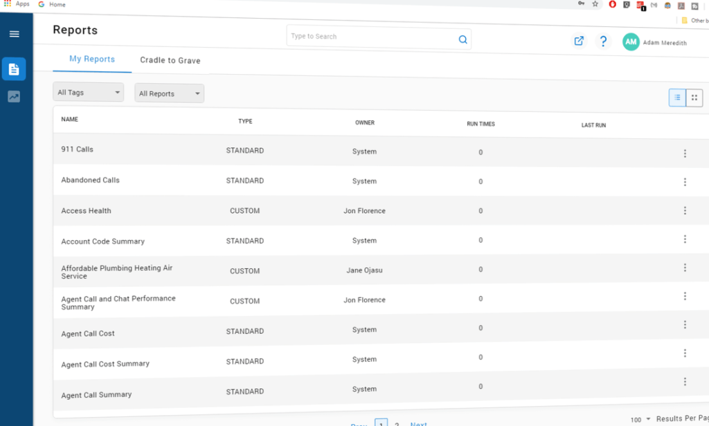 Chronicall My Reports & Cradle to Grave List